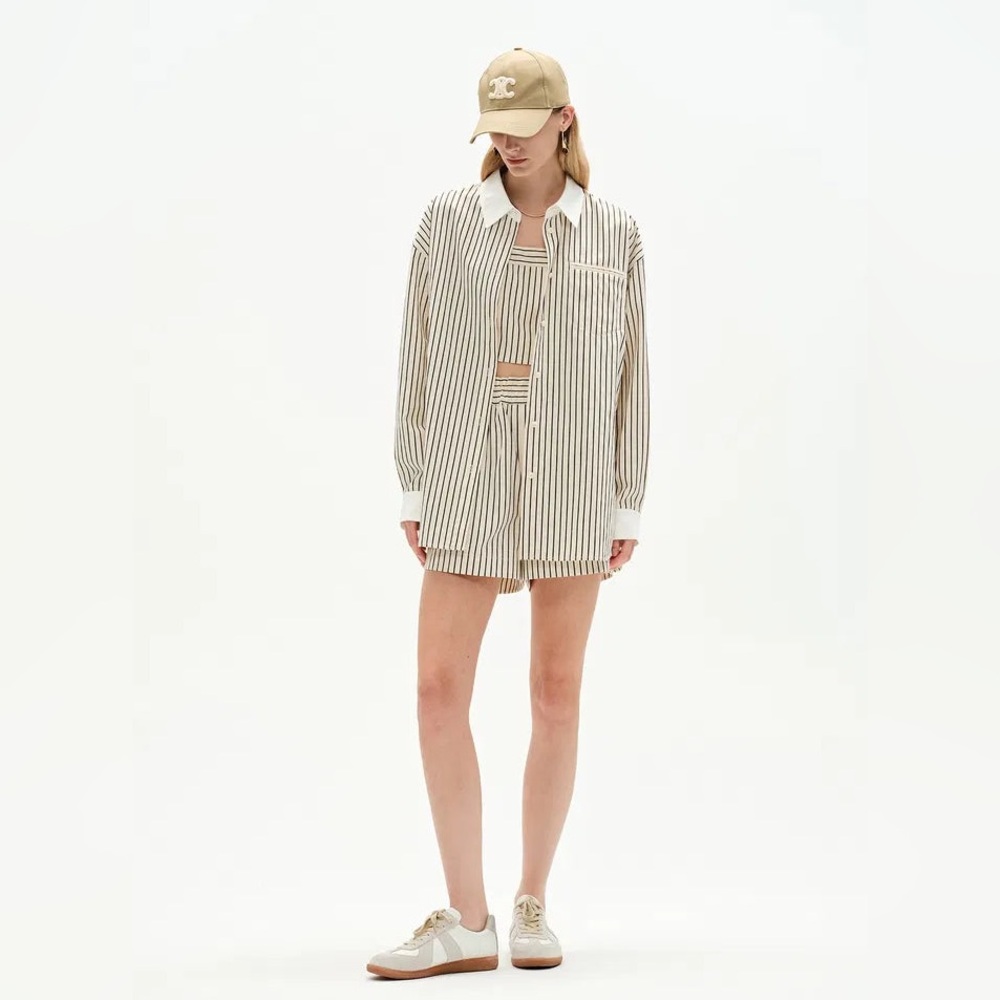 Fabrique Striped Shirt and Shorts Set, size